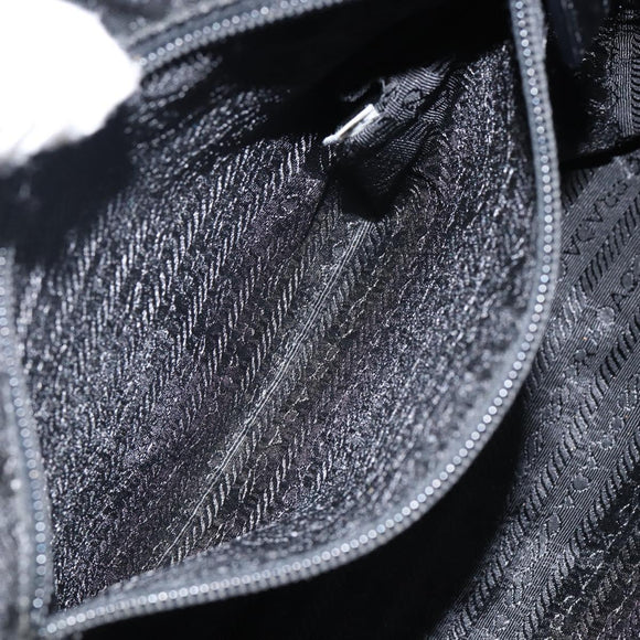 PRADA Shoulder Bag Nylon Black Silver Auth 144308