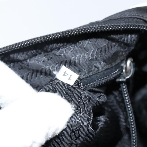 PRADA Shoulder Bag Nylon Black Silver Auth 144308