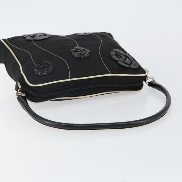 PRADA Shoulder Bag Nylon Black Silver Auth 144308