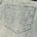 GUCCI GG Jacquard Skirt Denim Light Blue 678789 Auth 144315-11