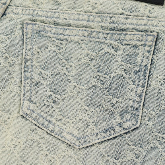 GUCCI GG Jacquard Skirt Denim Light Blue 678789 Auth 144315