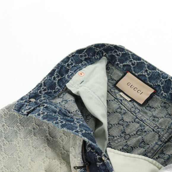 GUCCI GG Jacquard Skirt Denim Light Blue 678789 Auth 144315