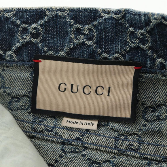GUCCI GG Jacquard Skirt Denim Light Blue 678789 Auth 144315