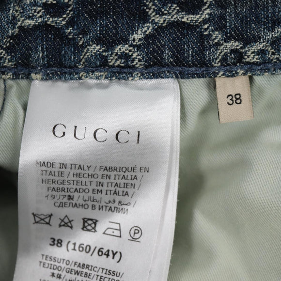 GUCCI GG Jacquard Skirt Denim Light Blue 678789 Auth 144315