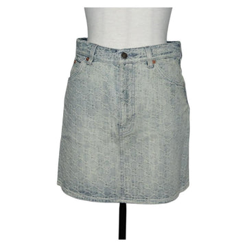 GUCCI GG Jacquard Skirt Denim Light Blue 678789 Auth 144315