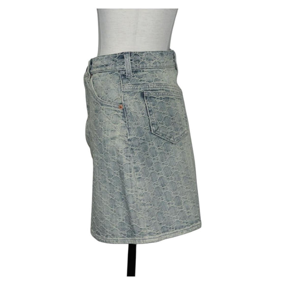 GUCCI GG Jacquard Skirt Denim Light Blue 678789 Auth 144315