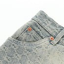 GUCCI GG Jacquard Skirt Denim Light Blue 678789 Auth 144315-6