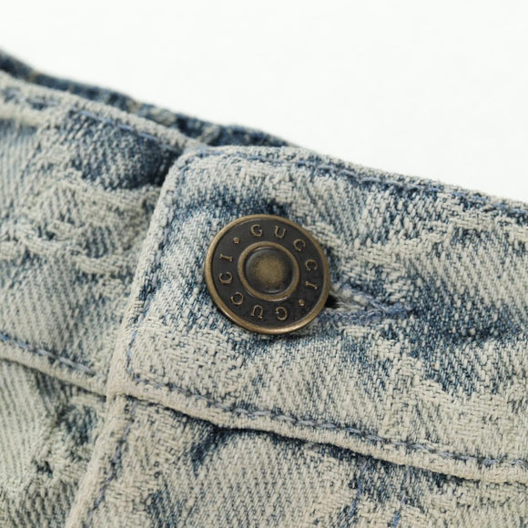 GUCCI GG Jacquard Skirt Denim Light Blue 678789 Auth 144315