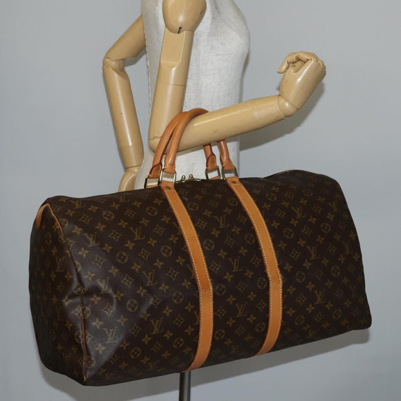 LOUIS VUITTON Monogram Keepall 55 Boston Bag M41424 LV Auth 144324