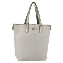 GUCCI GG Supreme Tote Bag PVC Ivory Gold 189896 Auth 144327