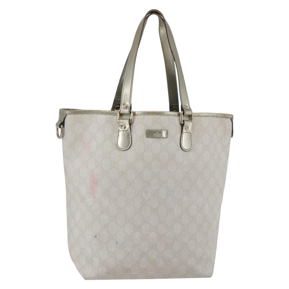 GUCCI GG Supreme Tote Bag PVC Ivory Gold 189896 Auth 144327