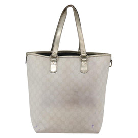 GUCCI GG Supreme Tote Bag PVC Ivory Gold 189896 Auth 144327 - 0
