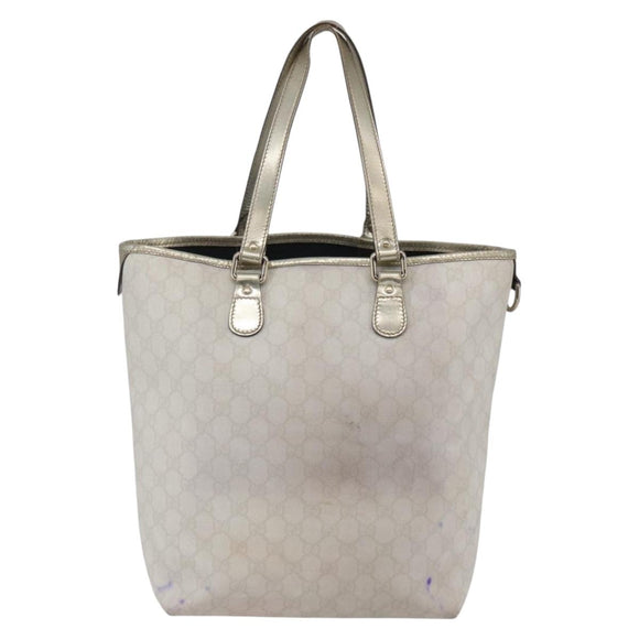 GUCCI GG Supreme Tote Bag PVC Ivory Gold 189896 Auth 144327