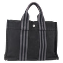 HERMES Fourre Tout PM Hand Bag Canvas Black Silver Auth 144331-1