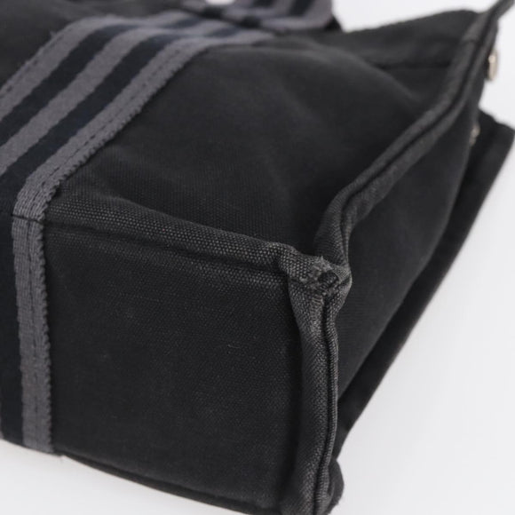 HERMES Fourre Tout PM Hand Bag Canvas Black Silver Auth 144331