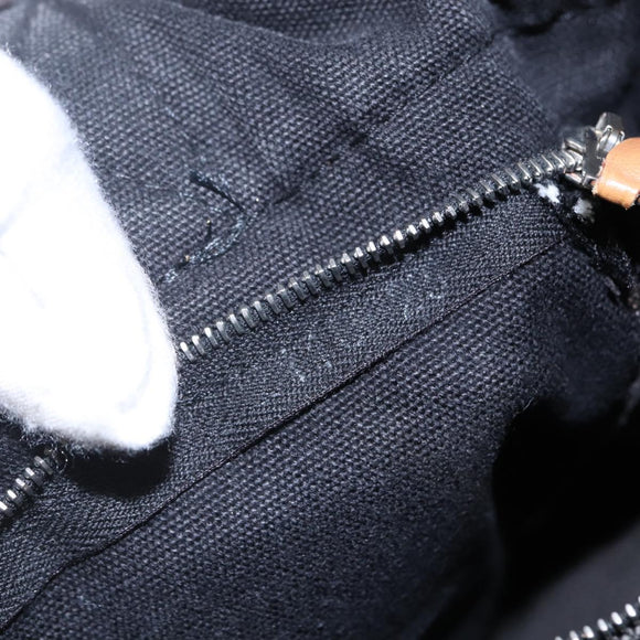 HERMES Fourre Tout PM Hand Bag Canvas Black Silver Auth 144331