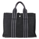 HERMES Fourre Tout PM Hand Bag Canvas Black Silver Auth 144331-13