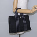 HERMES Fourre Tout PM Hand Bag Canvas Black Silver Auth 144331-20