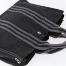 HERMES Fourre Tout PM Hand Bag Canvas Black Silver Auth 144331-6