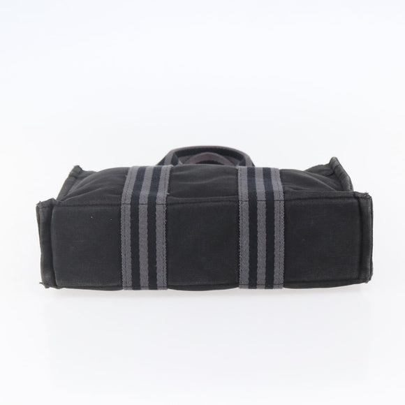 HERMES Fourre Tout PM Hand Bag Canvas Black Silver Auth 144331