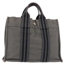 HERMES Fourre Tout PM Hand Bag Canvas Gray Silver Auth 144332-1