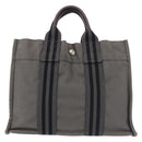 HERMES Fourre Tout PM Hand Bag Canvas Gray Silver Auth 144332-13