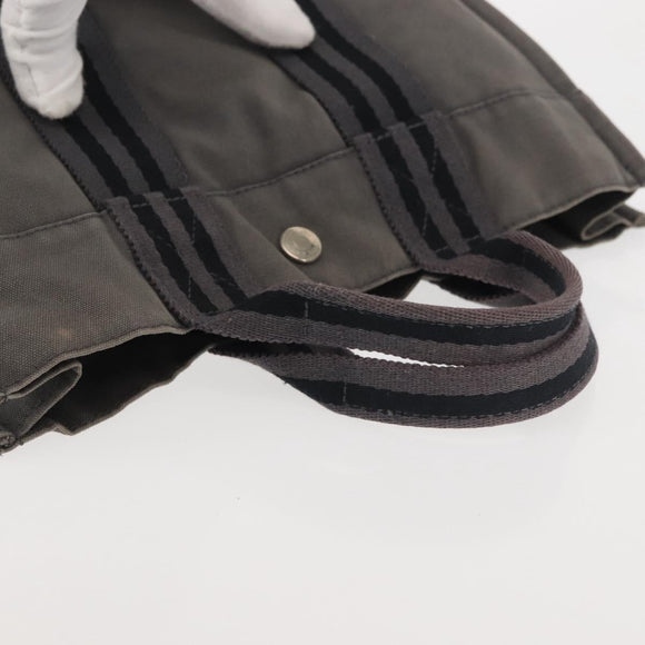 HERMES Fourre Tout PM Hand Bag Canvas Gray Silver Auth 144332