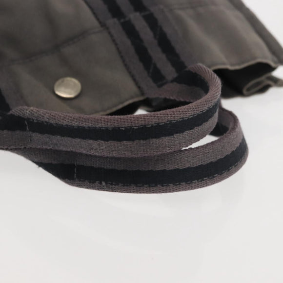 HERMES Fourre Tout PM Hand Bag Canvas Gray Silver Auth 144332