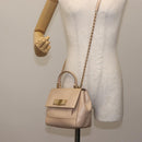 Salvatore Ferragamo Chain Vala Shoulder Bag Leather 2way Pink Gold Auth 144333-24