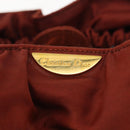 Christian Dior Maris Pearl Hand Bag Nylon Brown Gold Auth 144334-14
