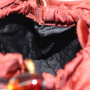 Christian Dior Maris Pearl Hand Bag Nylon Brown Gold Auth 144334-17