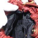 Christian Dior Maris Pearl Hand Bag Nylon Brown Gold Auth 144334-18