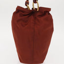 Christian Dior Maris Pearl Hand Bag Nylon Brown Gold Auth 144334-4