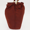 Christian Dior Maris Pearl Hand Bag Nylon Brown Gold Auth 144334-5