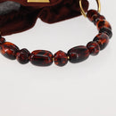 Christian Dior Maris Pearl Hand Bag Nylon Brown Gold Auth 144334-7