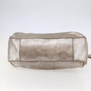 CELINE Hand Bag Leather 2way Silver Auth 144335-5