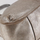 CELINE Hand Bag Leather 2way Silver Auth 144335-10