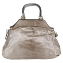 CELINE Hand Bag Leather 2way Silver Auth 144335-2