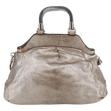 CELINE Hand Bag Leather 2way Silver Auth 144335 - 0