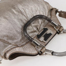 CELINE Hand Bag Leather 2way Silver Auth 144335-6