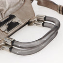 CELINE Hand Bag Leather 2way Silver Auth 144335-7