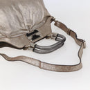 CELINE Hand Bag Leather 2way Silver Auth 144335-8