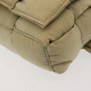 BOTTEGA VENETA MAXI INTRECCIATO CASSETTE Bag Nylon Beige Silver Auth 144336-14