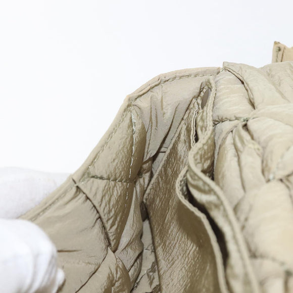 BOTTEGA VENETA MAXI INTRECCIATO CASSETTE Bag Nylon Beige Silver Auth 144336