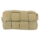 BOTTEGA VENETA MAXI INTRECCIATO CASSETTE Bag Nylon Beige Silver Auth 144336-13