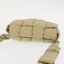 BOTTEGA VENETA MAXI INTRECCIATO CASSETTE Bag Nylon Beige Silver Auth 144336-6