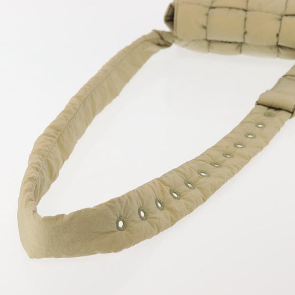 BOTTEGA VENETA MAXI INTRECCIATO CASSETTE Bag Nylon Beige Silver Auth 144336