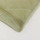 CHANEL Matelasse Shoulder Bag Suede Green Gold CC Auth 144342-12
