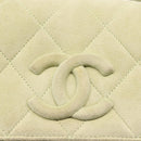 CHANEL Matelasse Shoulder Bag Suede Green Gold CC Auth 144342-14