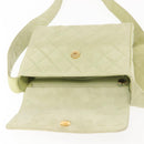 CHANEL Matelasse Shoulder Bag Suede Green Gold CC Auth 144342-15